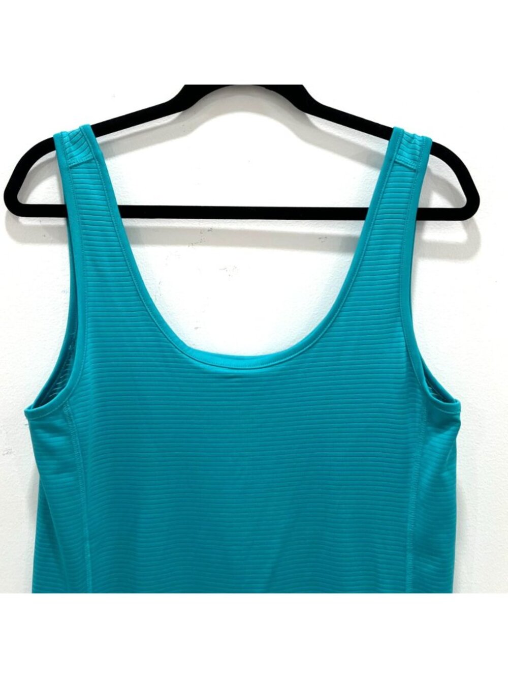 Colosseum Teal Blue Subtle Striped High-Low Athletic Tank Top Size Large - Picture 4 of 7